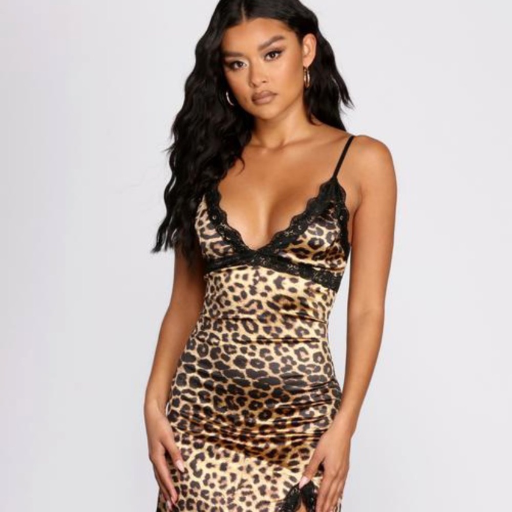Down with the satin leopard dress